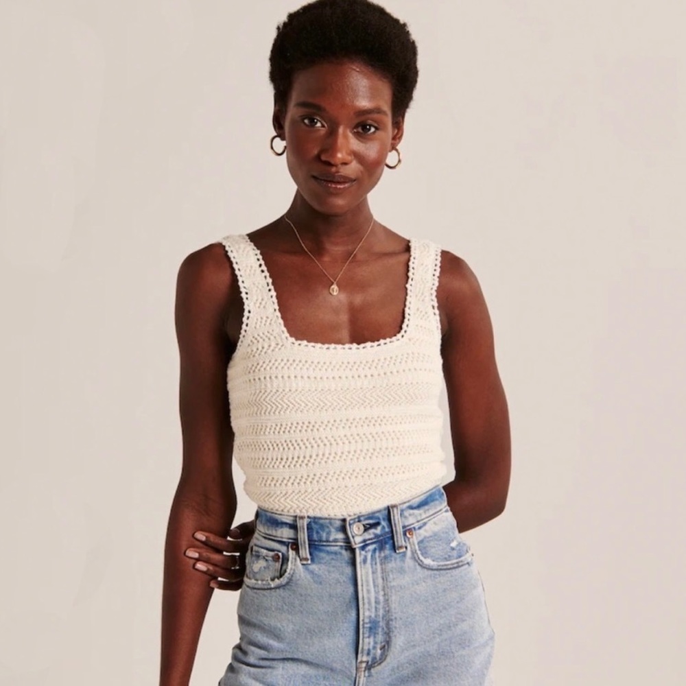 Abercrombie crochet square neck crop tank